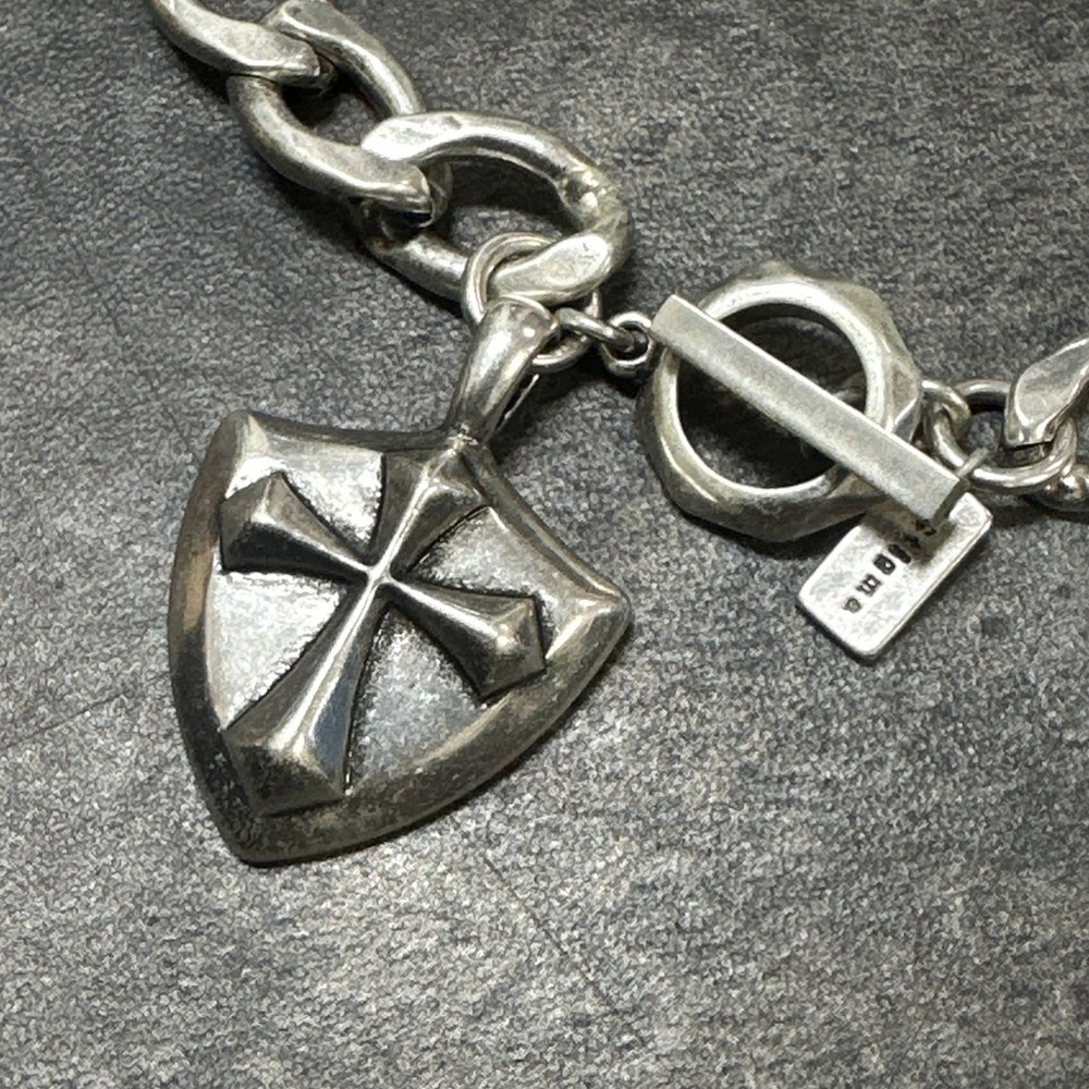 Shield Cross Necklace Unisex Silver Pendant Mens Women's Bulky Chain‎ New